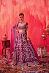Magentha embroidered lehenga with embroidered blouse and dupatta